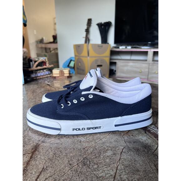 Polo Sport Casual Shoes Men’s Navy Blue US 10.5 Canvas Lace-Up Sneakers - Picture 3 of 5